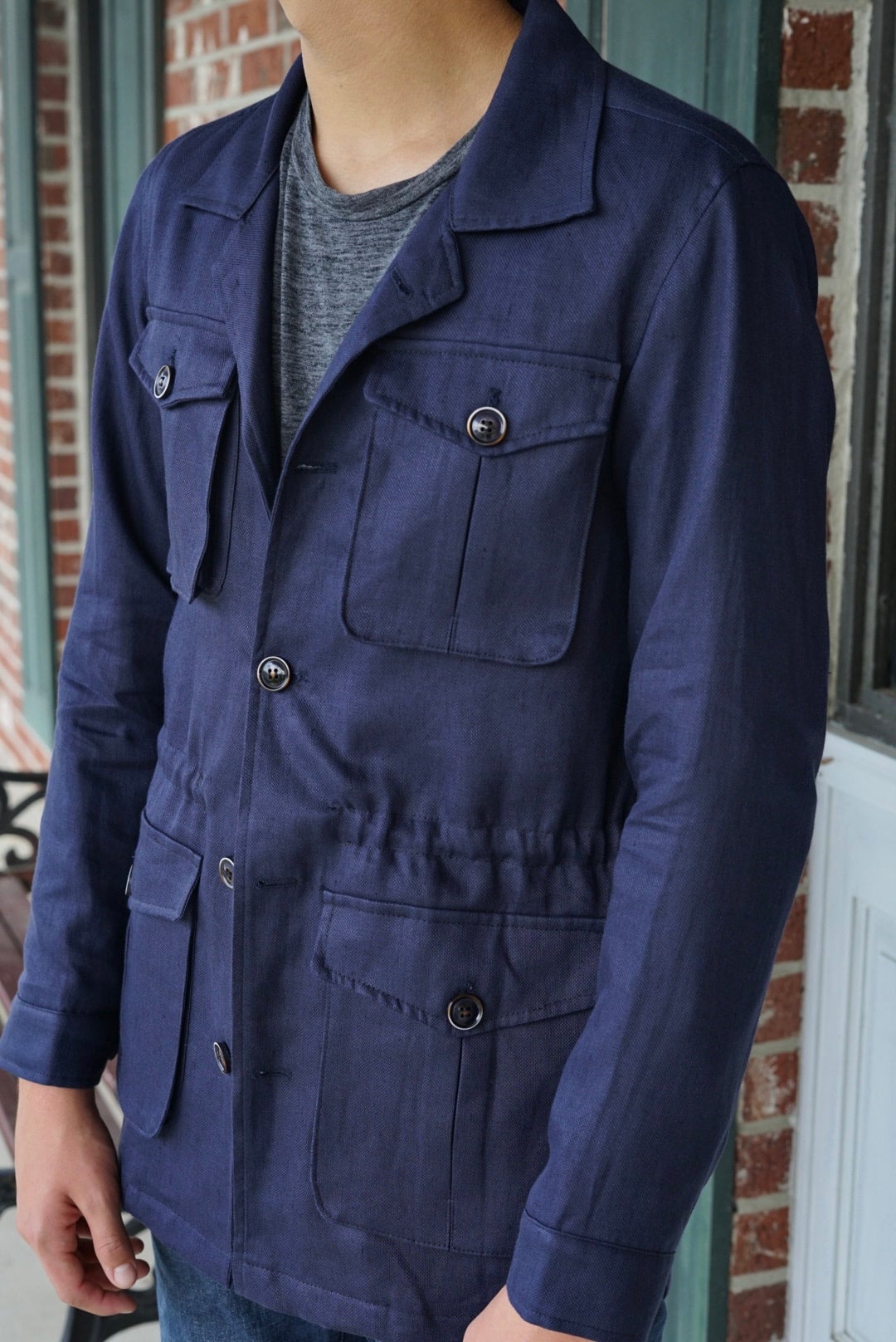 Navy Safari Jacket | Volare Clothing LLC