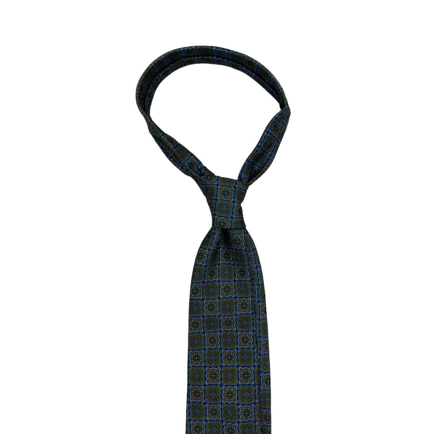 Blue Motif Madder Silk Tie | Volare Clothing LLC